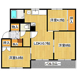 クラージュ春光2 3LDKの間取図画像