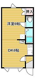 第2日研ハイツ 1DKの間取図画像