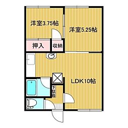シティハイムレヴェイヨン 2LDKの間取図画像