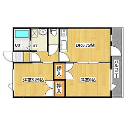 ハイツ学園通 2DKの間取図画像