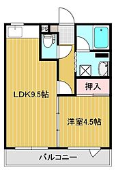ほのぼのハイツ3 1LDKの間取図画像