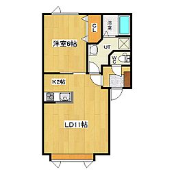 プランタン2 1LDKの間取図画像