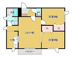 モダンラピュタ 2LDKの間取図画像