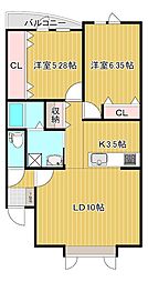 エバープライマリー06 2LDKの間取図画像