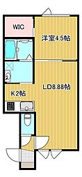 エムロード 1LDKの間取図画像