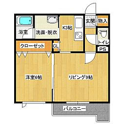 クールラピュタ 1LDKの間取図画像