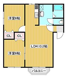S.MIYOIHILLSA 2LDKの間取図画像