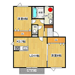 AspenHouse 2LDKの間取図画像