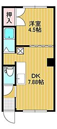 青空美芳ききょう 1DKの間取図画像