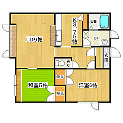 オクテットたなか 2LDKの間取図画像