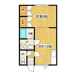 進和ハイツ1 1DKの間取図画像