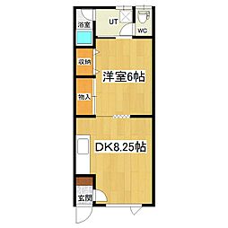 メゾン・ドゥ・クマザキ1 1LDKの間取図画像