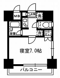 レジディア月島3 1Kの間取図画像