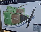 伊佐津川運動公園人工芝グラウンド・多目的グラウンド・クレーテニスコート・ランニングコースあり 1400m