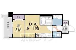 プレサンスTHEKYOTO新町通 1DKの間取図画像
