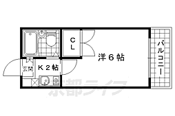 レジデンス勧修寺 1Kの間取図画像