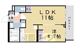 グランカーサ京都駅前 1LDKの間取図画像