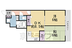シェモア御池新町 2DKの間取図画像