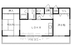 シャントゥール城北 2LDKの間取図画像