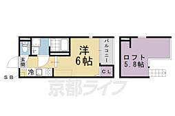 ハーモニーテラス桃山町西町 ワンルームの間取図画像