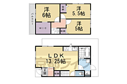 京都市伏見区淀下津町アパート 3LDKの間取図画像