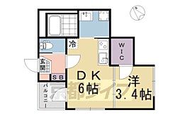 ハーモニーテラス深草向川原町 1DKの間取図画像