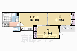 ヒカルサ枚方高野道 2LDKの間取図画像