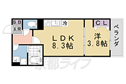 フォレ山科 1LDKの間取図画像