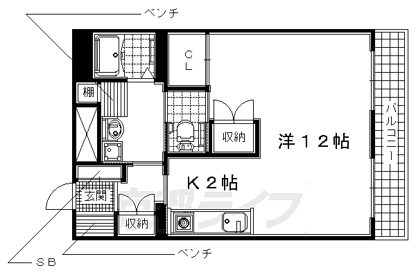 ブラッサム精華 208｜京都府相楽郡精華町大字菱田(賃貸マンション1K・2階・42.00㎡)の写真 その2