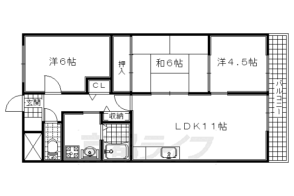 ＦＯＲＥＳＴ　ＫＩＴＡＧＥＮ（フォレストキタゲン） 402｜京都府京田辺市田辺十曽(賃貸マンション3LDK・4階・62.70㎡)の写真 その2