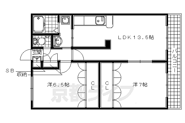 ＣａｓａＥ．Ｊ．Ｉ 206｜京都府木津川市州見台(賃貸マンション2LDK・2階・60.00㎡)の写真 その2