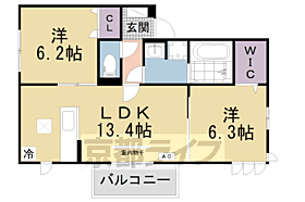 （仮称）Ｄ－ＲＯＯＭ宇治大久保 101 ｜ 京都府宇治市大久保町北ノ山（賃貸アパート2LDK・1階・58.37㎡） その2