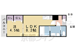 ジーメゾン京田辺大住 2階1LDKの間取り