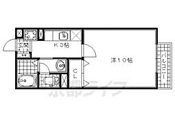 シャンティー1号館 1階1Kの間取り