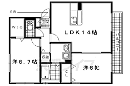リビングタウン祝園　Ｃ棟 2階2LDKの間取り