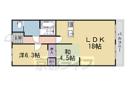 JR奈良線 六地蔵駅 徒歩3分の賃貸マンション 1階2LDKの間取り