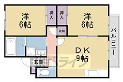 松新ハイツ 2階2LDKの間取り