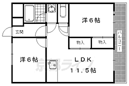 アクエルド長岡京 2LDKの間取図画像