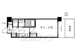 プレサンスTHEKYOTO華苑 1Kの間取図画像