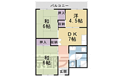 京都市洛西北福西市営住宅30棟 3DKの間取図画像