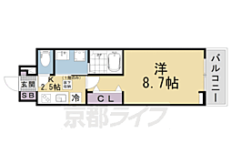 ヒカルサ京都山科大宅 1Kの間取図画像