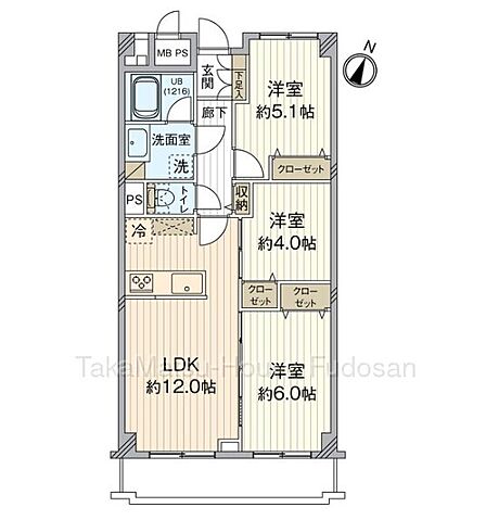 専有面積61.05?の3LDK