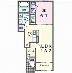 サニーフラットII 1LDKの間取図画像