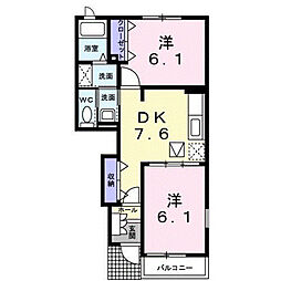 パラッツオ・木村A 2DKの間取図画像