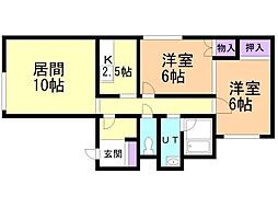 プレセアパレス 2LDKの間取図画像