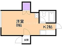 ミカホパナハイツ 1Kの間取図画像