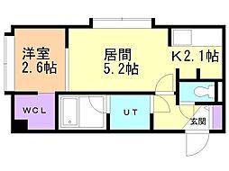 札幌市営東豊線 元町駅 徒歩2分の賃貸マンション 3階1DKの間取り