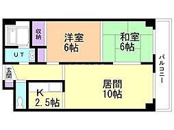 コスモ本町A棟 2LDKの間取図画像