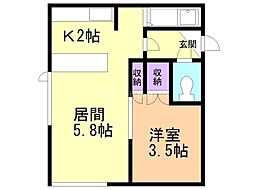 元町クラブハウス 1DKの間取図画像