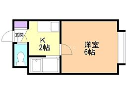 アップルハウス北34条2 1Kの間取図画像